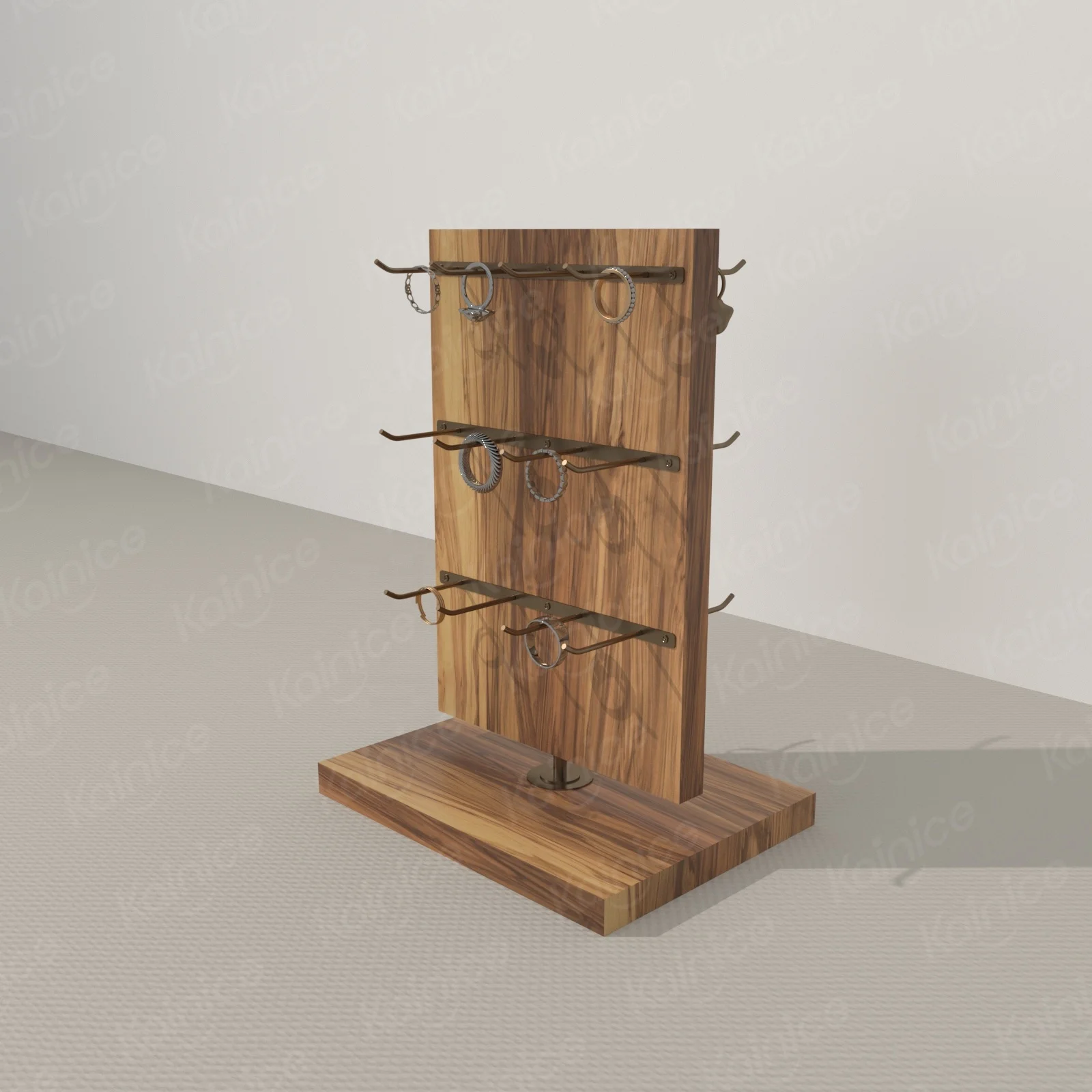 Kainice Wooden Spinner Acrylic Keychain Sock Display Rack Counter Top Rotating Acrylic Hook Jewelry Display Stand