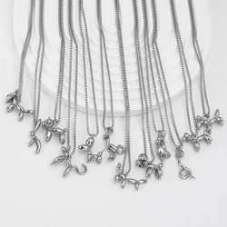 Craft Wolf Chinese Elements Jewelry 12 Zodiac Signs Chain Animal Pendant Stainless Steel Necklace