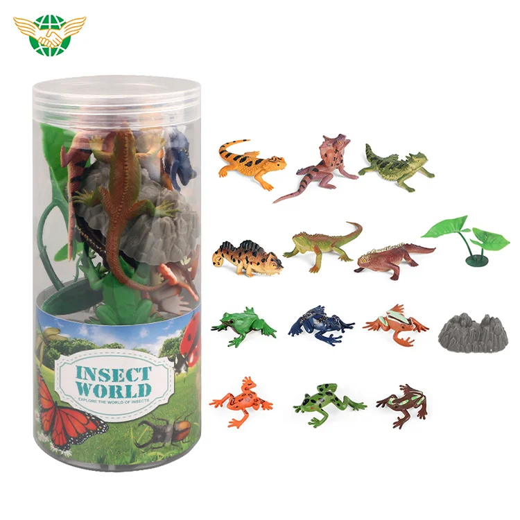 2023 New Mixed Lizard Frog Model Toys PVC Solid Plastic Toys Small Various Insect Models