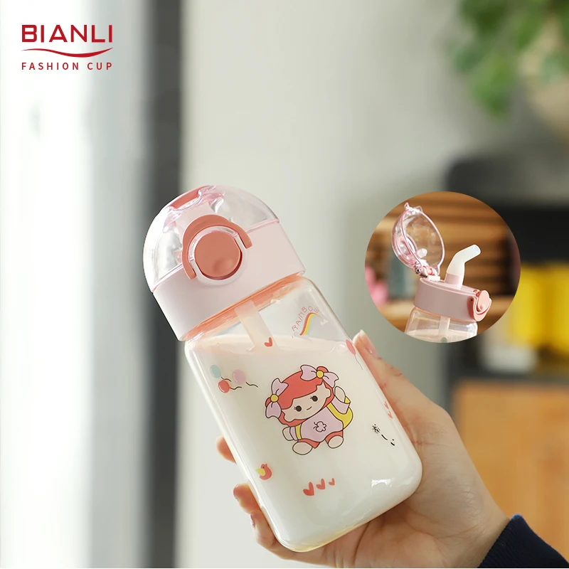 Eco Friendly Bodybuilding Designer Reusable Drinking Plastic Water Bottle For Kids Cartoon Print