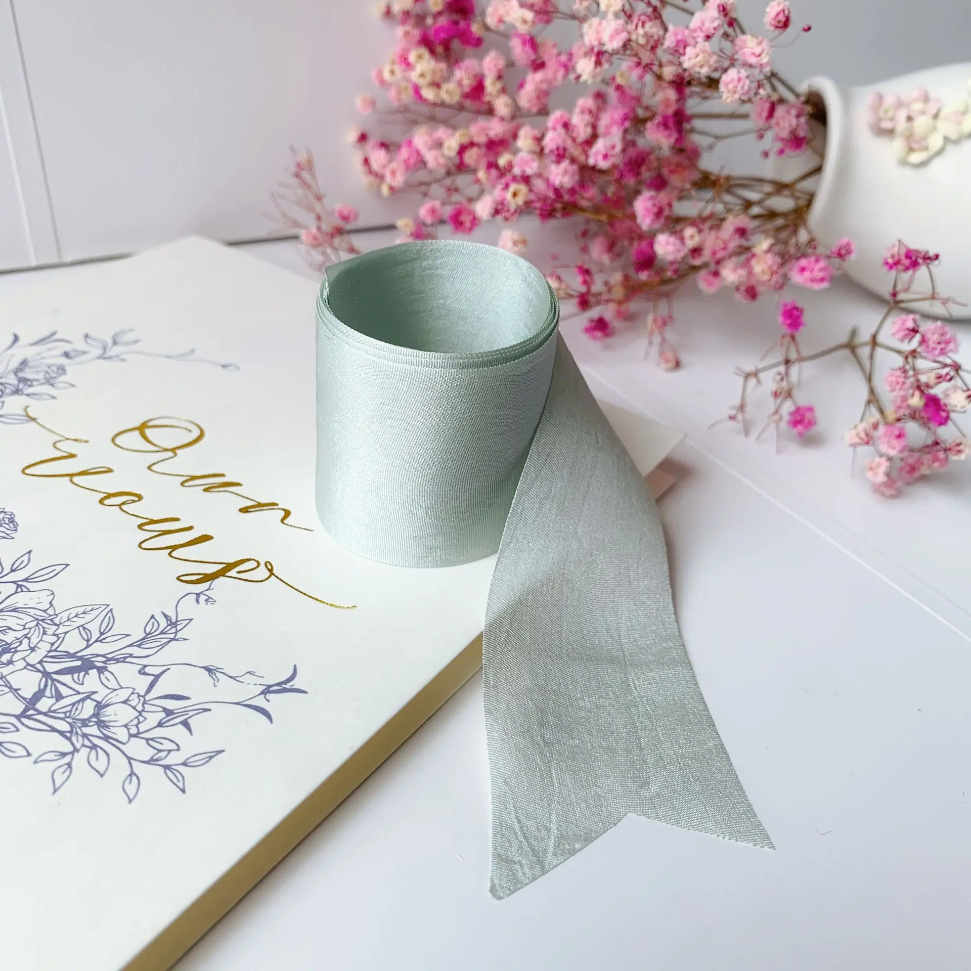 
4mm-36mm hand dyed new color 100% pure silk embroidery ribbon wedding ribbon thin taffeta high quality silk ribbon Handcraft 