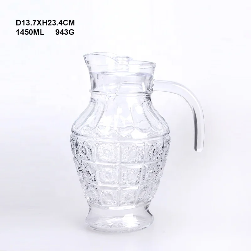 Hotsale Factory cheap glass jug water bottle pitcher with handle 500ml 600ml 1L 2Lbeer juice water jug