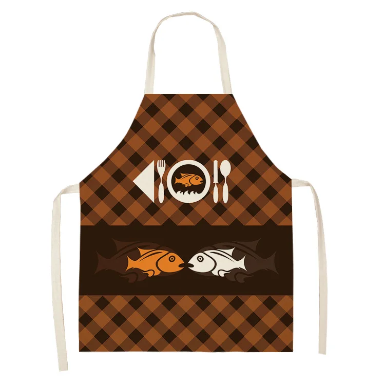 
Foreign Trade Marine Animal Series Multifunctional Cotton And Linen Kitchen Apron 