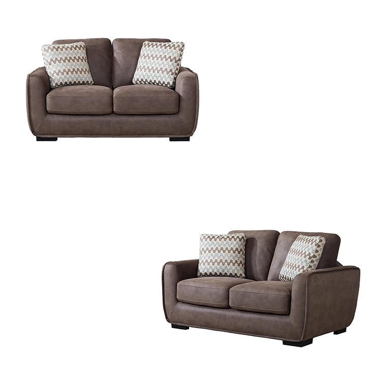OEM Villa Hotel Furniture Luxury Two Seater Leather Aire Sectional Couch Sets Brown Loveseat living room Sofas