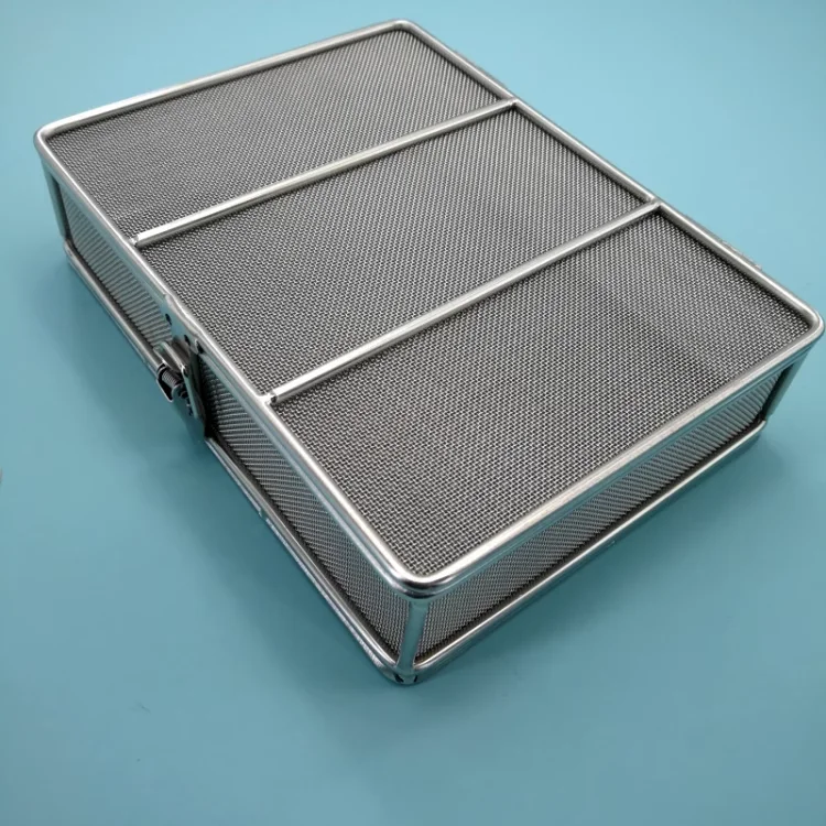 Medical 304 Stainless Steel Instrument Operation Sterilization Mesh Basket, Stainless Steel Sterilization Tray for Hospital