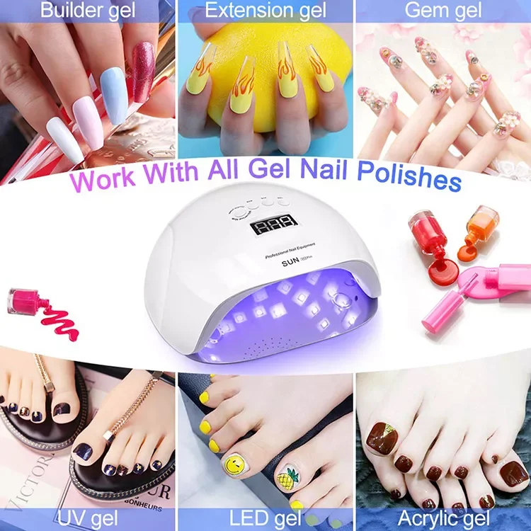 Amazon Hotselling 65W Nail Salon Equipment Sun Nail Uv Gel Polish Dryer Curing Lamp Rechargeable Led Uv Nail Lamp