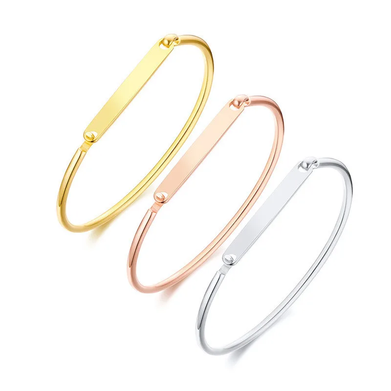 Простой женский браслет с гравировкой из нержавеющей стали Yiwu Meise