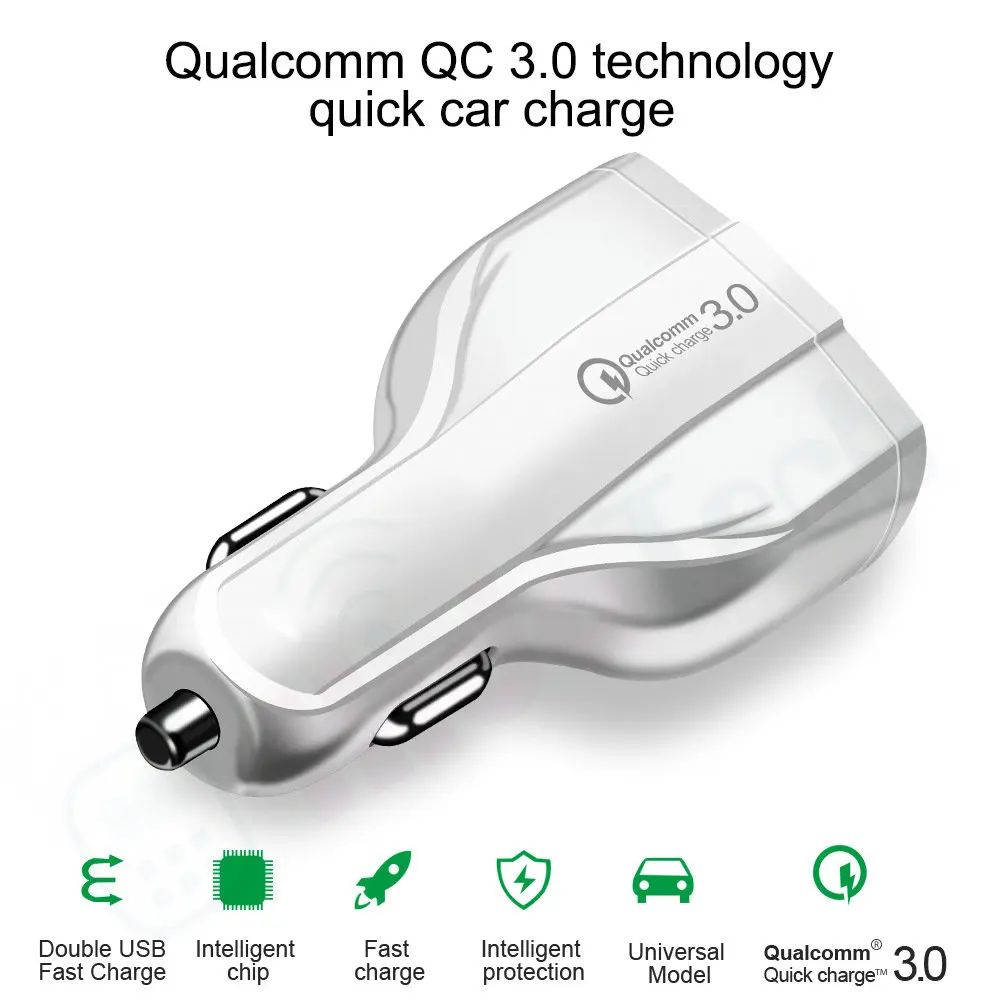 35w 7a 3 Ports 3 in 1 Mobile Phone LED PD Car Charger Type C And Dual Usb Fast Car Charger USB C Qc3.0 Quick Car Charger Adapter