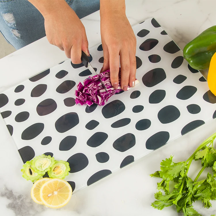 Art Custom Tempered glass cutting board for vegetable