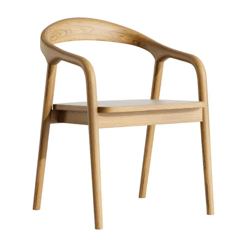 Wholesale nordic solid wood back casual cafe chair Simple armchair office desk chairs dining chair walnut for kitchen