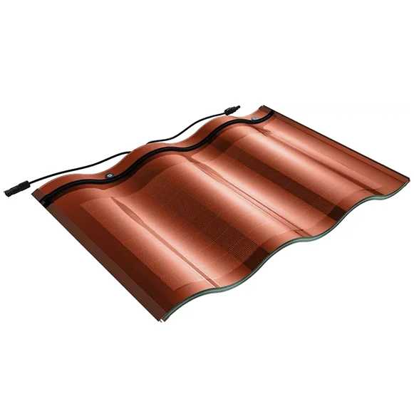 BIPV Red Solar Floor & Roof Tiles PV 32W CIGS Thin Film Flat Tile with Adjustable Hook Solar Roof Curve Tile For House