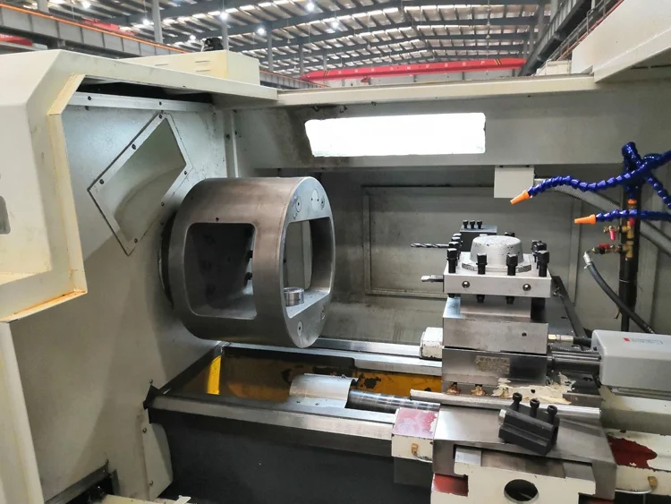 CNC box way turn drill power cut hydraulic index chuck lathe machine center for cast forge valve flange