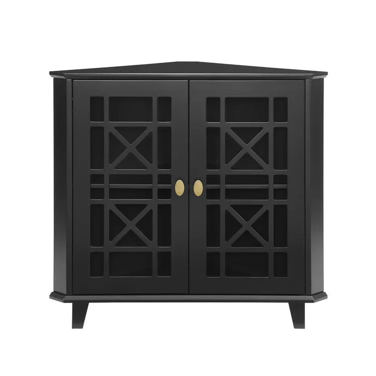 Light Luxury V-shaped Silhouette 2-Door Corner Accent Chest with Large Storage and Adjustable Shelf Inside