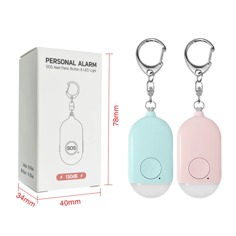Manufacturer 130Db Self Defense Security Panic Button Alarm Flashlight Keychain Cute Self Defense Personal Alarm Kids