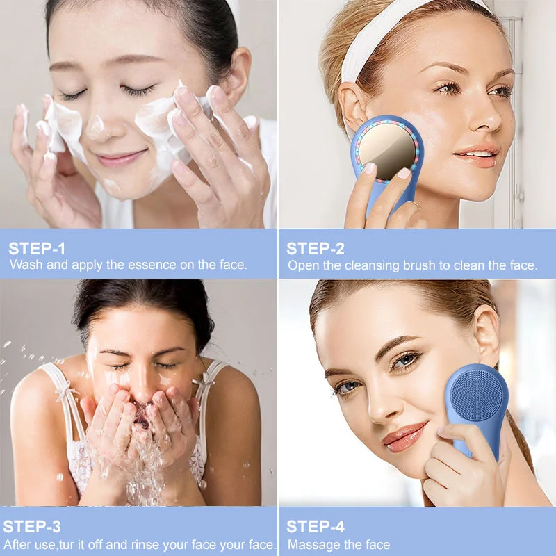 New Waterproof Wash Cleaning Machine Waterproof Soft Silicone Electric Cleansing Facial Massager Face Washing Brush