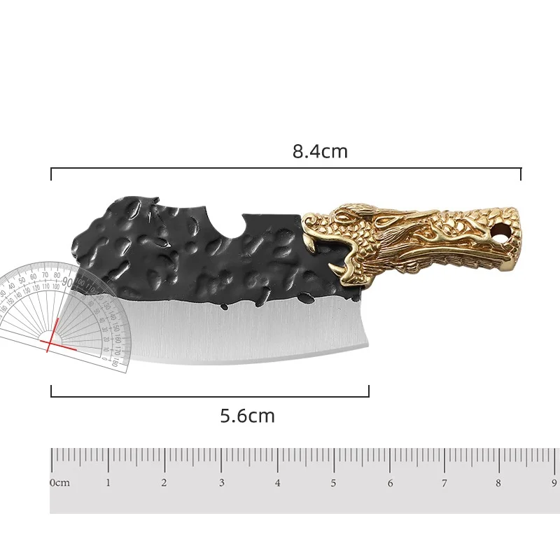 Mini Wooden Handle Knife Outdoor Camping Open Box with Chain Portable EDC Key Knife Cutter with Leather Sheath Chain