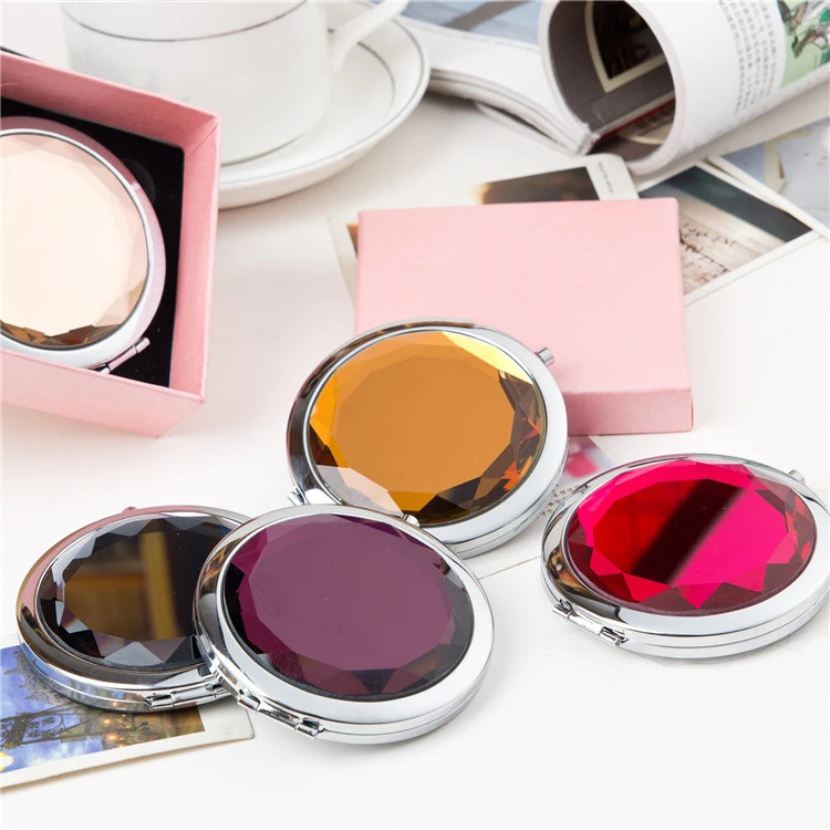 Private Label Customized Logo Metal Small Compact Handheld Square Custom Cosmetic Hand Mirrors for Women