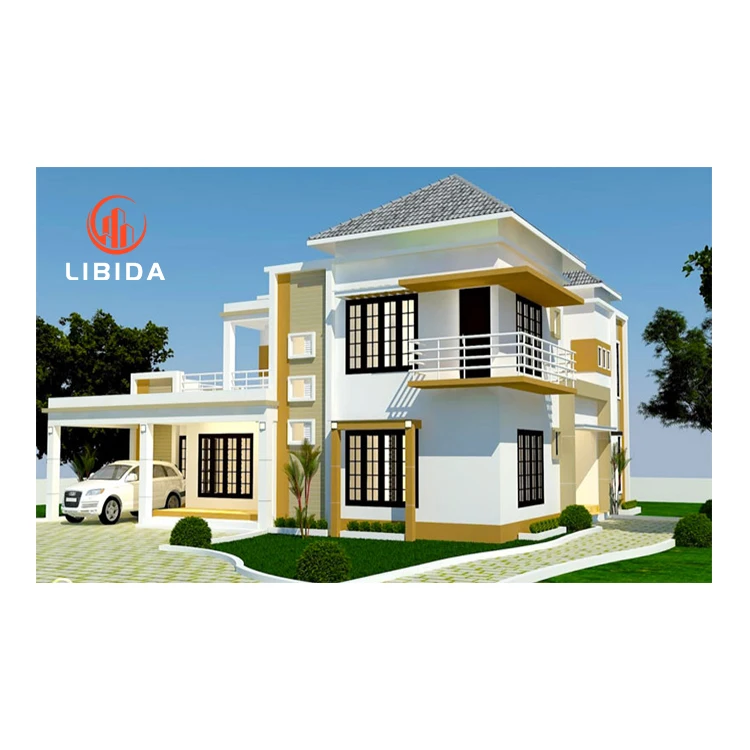 Modern and luxury design light steel fame prefabricated house villa modular home with 4 bedrooms and 4 bathroom for sale