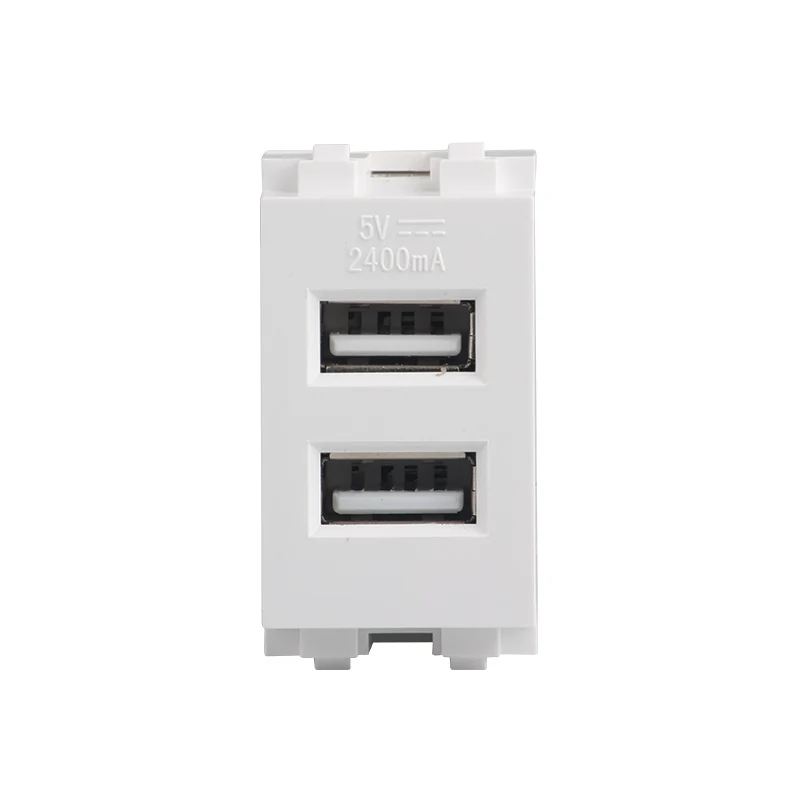 Card type dual-port USB socket embedded office desktop USB mobile phone charging USB outlet 5V/2.4A