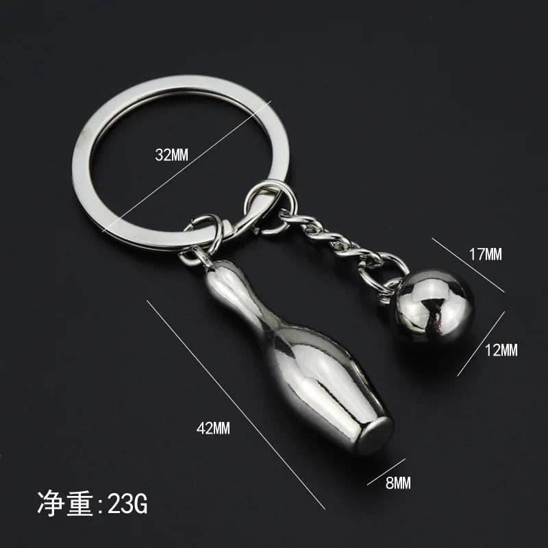 Bowling Ping-pong Tennis Badminton Golf balls series Metal Keychain customized wholesale