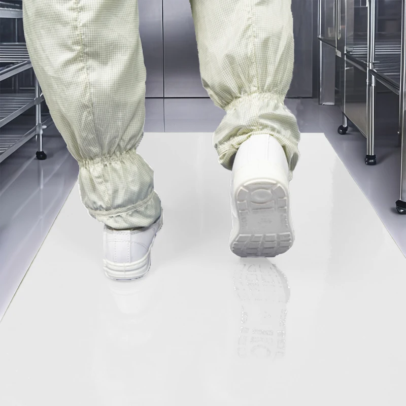Antibacterial 26x45 Inch Disposable White Cleaning Sticky Mat 30-Layers Peelable Dust Removal Lab Shoes