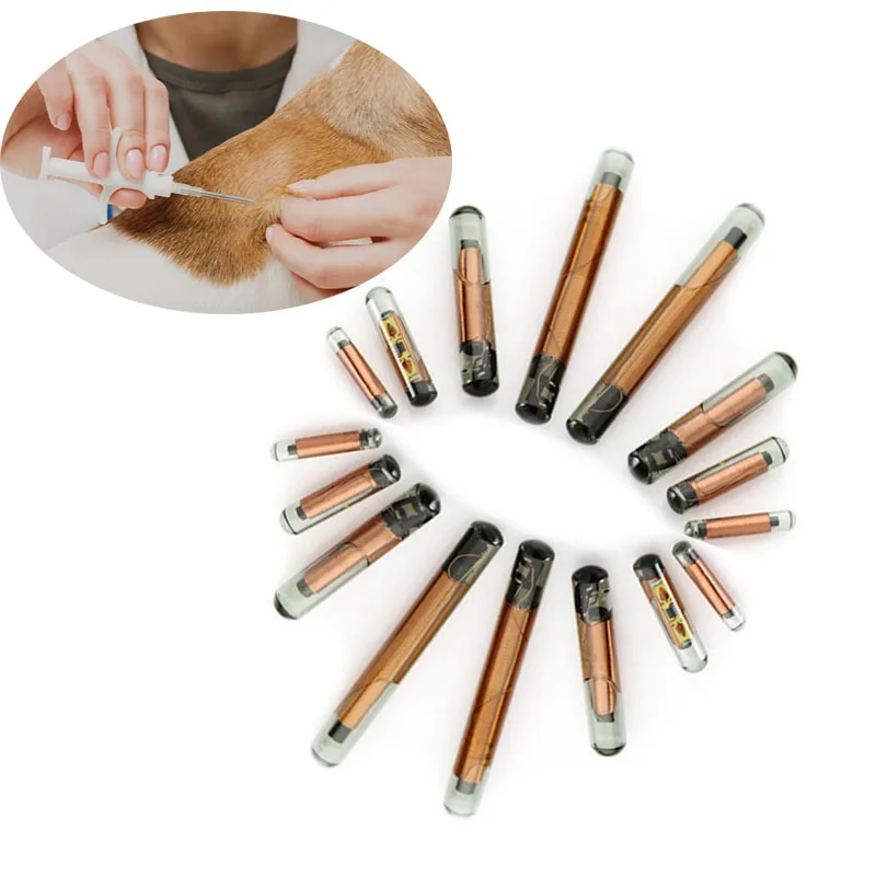 134.2kHz ICAR EM4305 Implant RFID 1.25x7 1.4x8 2.12x12mm GlassTag Microchips Dog Micro Chip Animal id Pet Microchip for animals