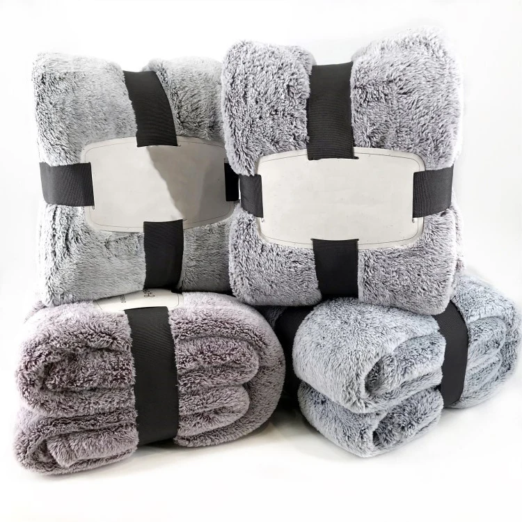 Super soft 100% polyester Plush fuzzy sofa bedding flannel fleece fur throw blanket