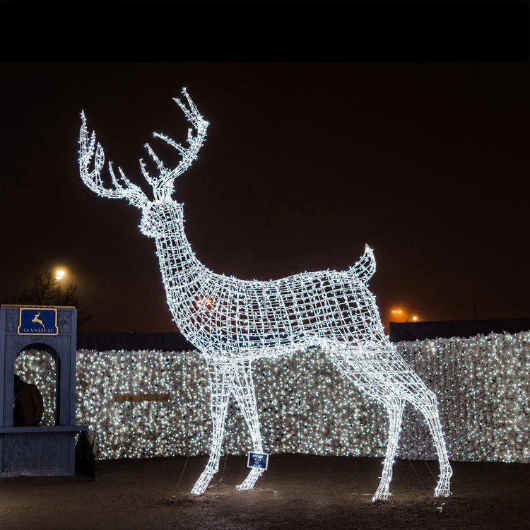 Factory Outdoor led 3d sculpture baby fawn/deer motif christmas light  Plush Animals Reindeer Motif Light