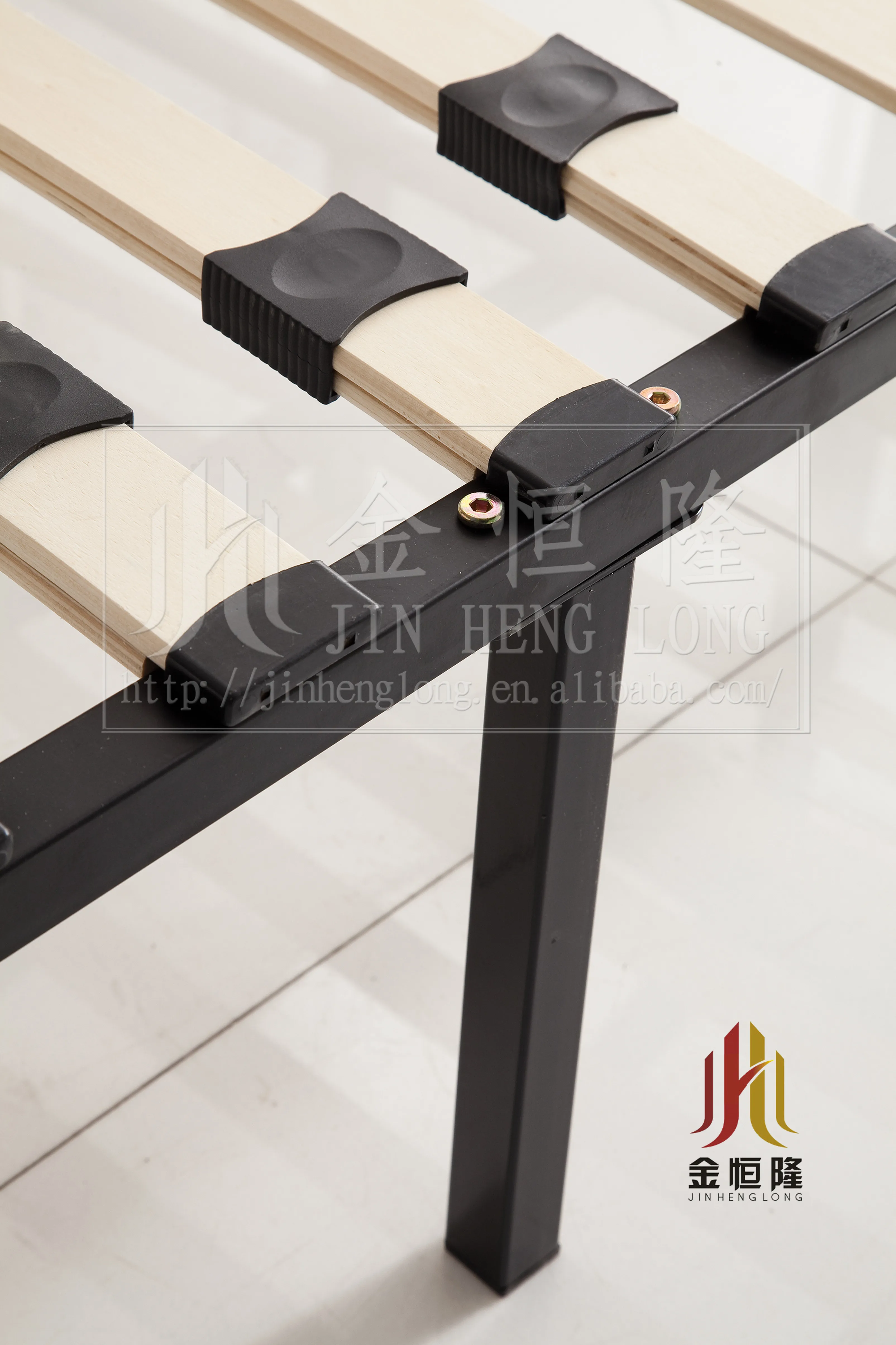High Quality KD Slat Bed Frame Metal Wooden Bed Base