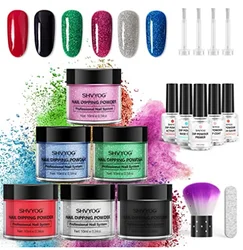 Nail Kits, Dipping Powder Starter Nail Kit, Acrylic Dip Powder Manicure System with 6 Colors Glitter Powder 5 Gel Liquid for DIY