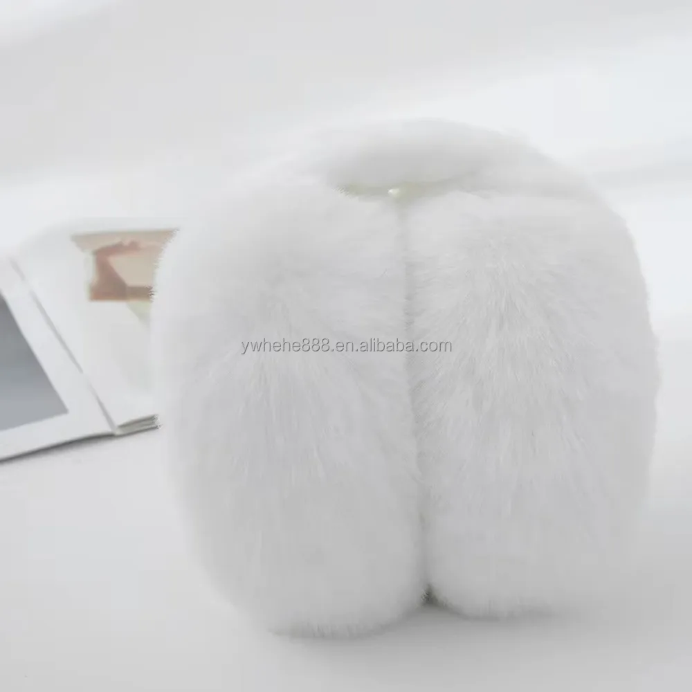 Factory Custom Women Winter Adjust Faux Rabbit Fur Earmuffs Elegant Ladies Warmers Wool Comfort Plush Ear Muff