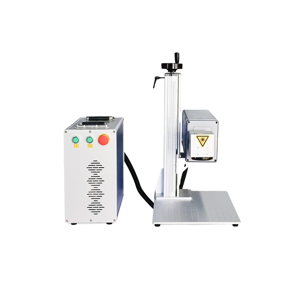 mini fiber laser marking machines with rotary or disk  feed belt device for metal plastic tag logo printing engraving equipment