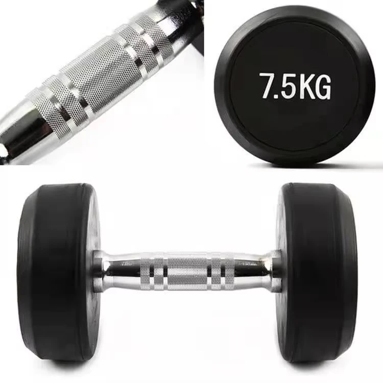 Free Weight Dumbbell Round Rubber Coated Dumbbell With Anti-Slip Grip 2.5kg To 50kg