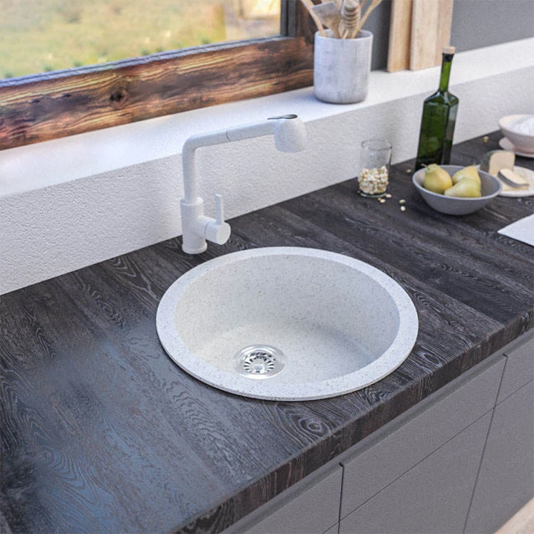 Современная цветная кухонная раковина с кварцевым камнем для умывальника оптовая цена одна чаша круглая