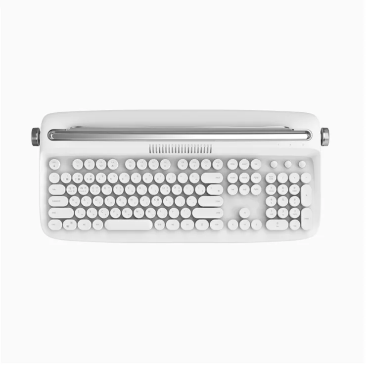 2021 hot selling  retro wireless keyboard with cradle ergonomic external BT keyboard with stand 106 keys for tablet smartphone