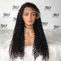 30 Inches Long Raw Indian Hair Wigs Black Curly Hair Wig Transparent Lace Frontal With Adjustable Elastic Band
