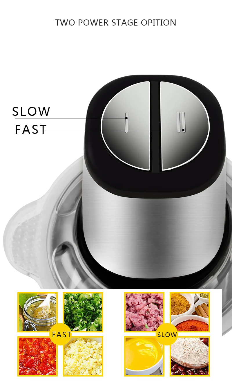 Hot Sale Glass Bowl Style Food Processor Electric Cutter Machine Mixer Vegetable Meat Grinder