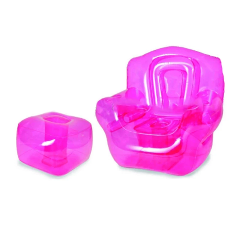 Clear Pink PVC Inflatable Air Sofa Set for Adults Plastic Outdoor Armchair with Ottoman Free Sample for Dining & Living Room Use