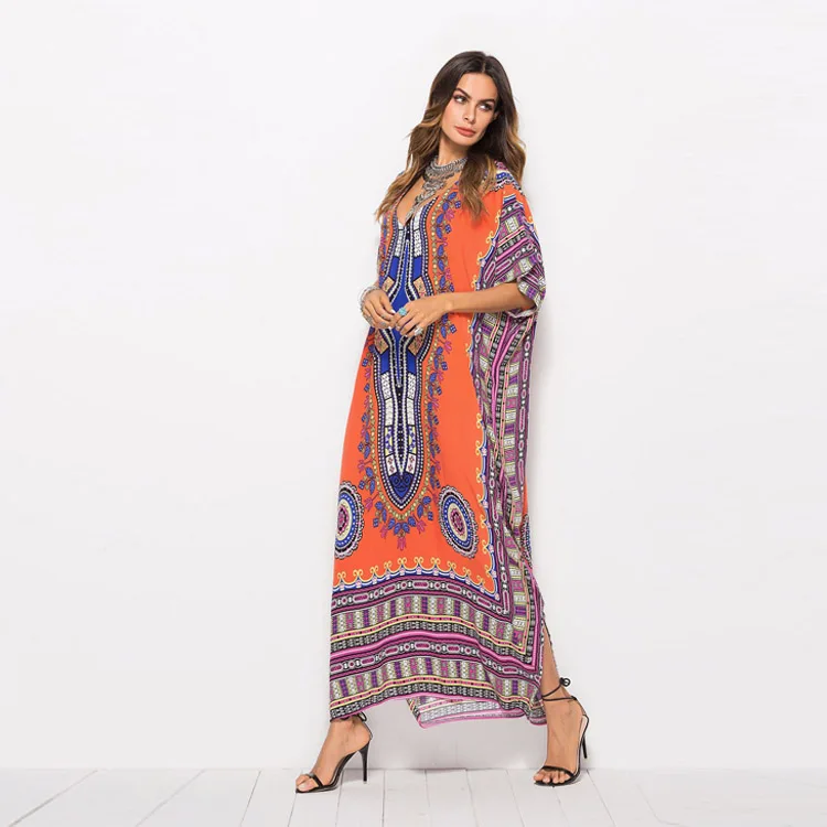 Лидер продаж, летнее женское длинное пляжное платье с принтом, повседневное модное платье макси