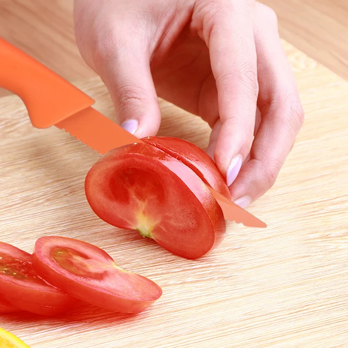 Homsense Manufacturers Amazon Wholesale Kitchen Accessories Colorful Non-stick Coating 4 Pcs Steak Knife Set