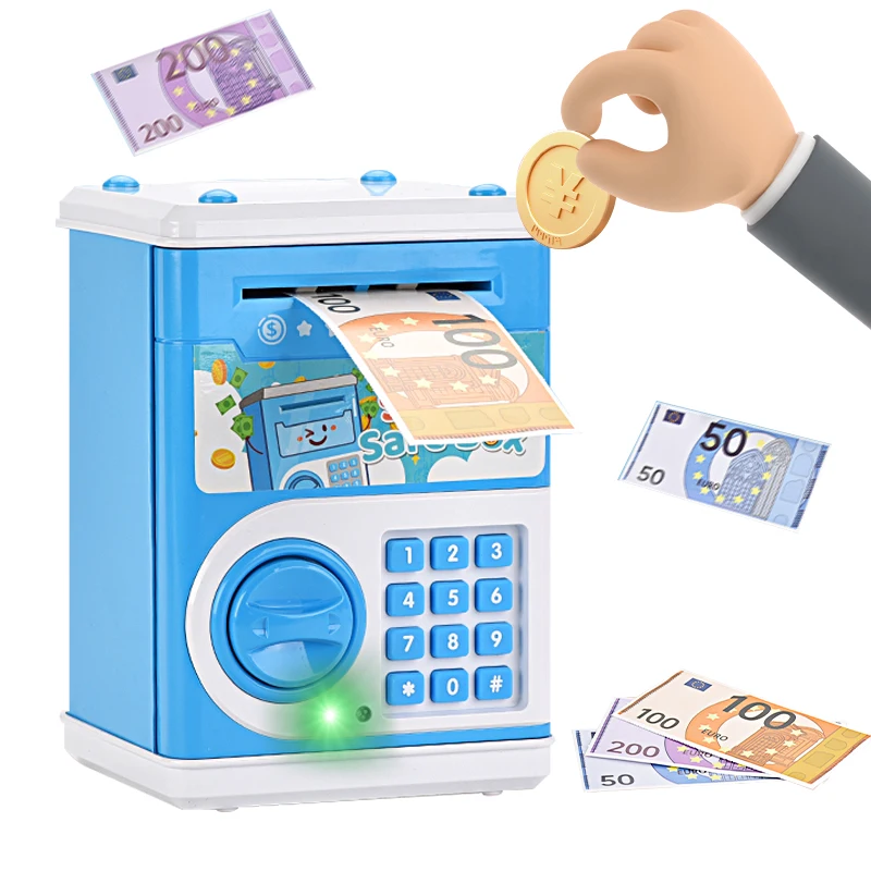 Лидер продаж Синий/Розовый банкомат коробка для сбережения денег и монет игрушка Электронная Акустооптическая копилка детей