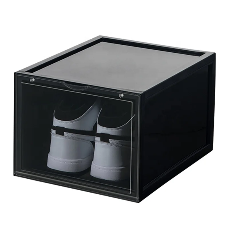 Amazon hot sale drop front shoe box for sneaker display shoe box storage premium custom clear transparent shoe boxes stackable