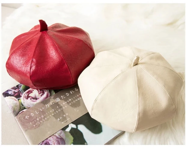 Fashionable high quality new pattern women versatile leather beret hat