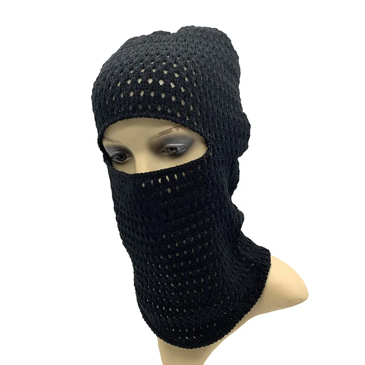 2023 fashion knit face ski mask balaclava hoodie custom thin beanie mask one hole crochet ski maskss for men women