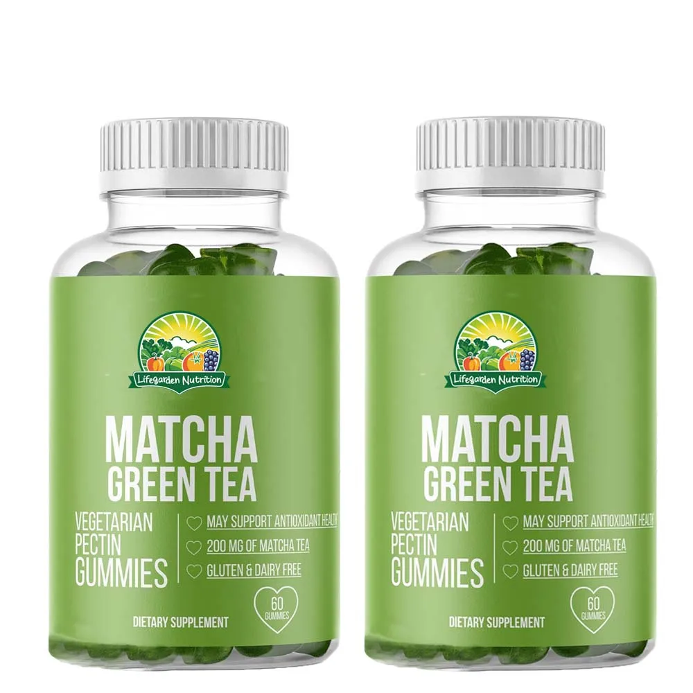 Custom Logo Shape Dietary Supplement Vitamin Nutrition Metabolism booster Matcha Green Tea Gummy