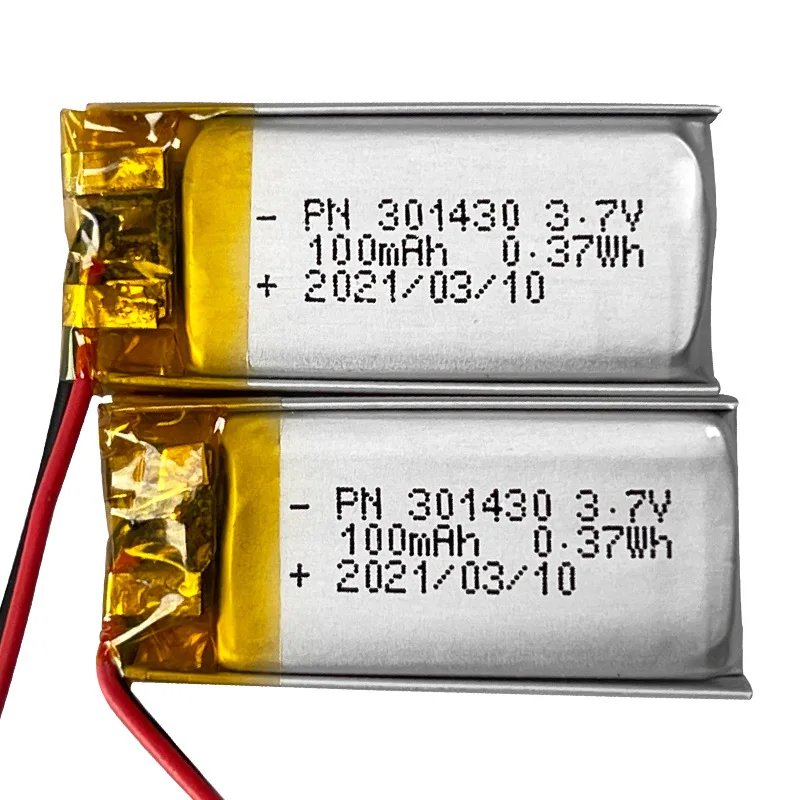 Polymer battery 100mah 3.7V 301430 smart home MP3 speakers Li-ion Rechargeable batteries for dvd GPS mp4 bluetooth