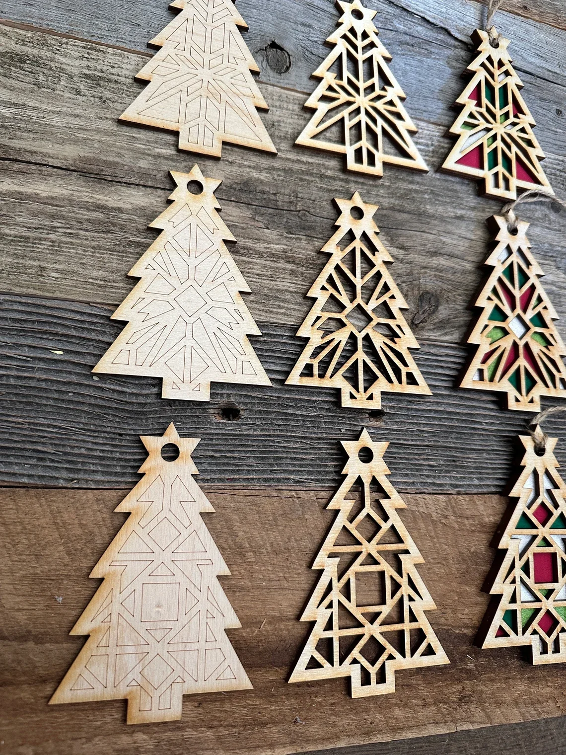 WBG DIY Barn Quilt Pattern Christmas Tree Ornaments Painting Kit, DIY Craft Kit, Holiday Ornament Christmas Craft