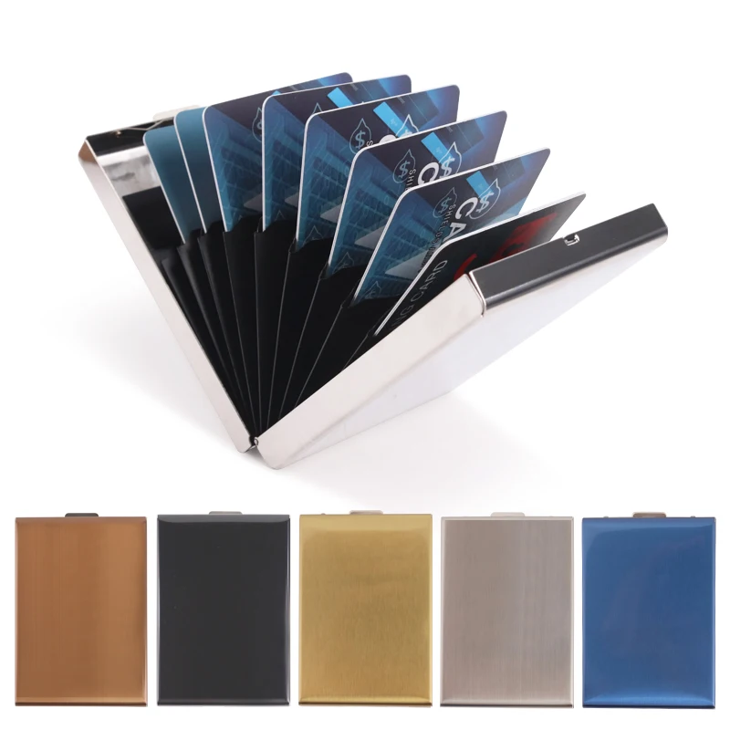 Large Size Stainless Steel Credit Card Case Metal Card Wallet ID Card Case With 10 Slots RFID Blocking Cardholder