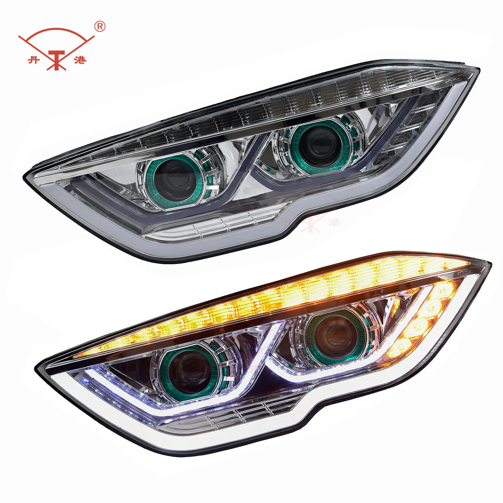 High Quality OEM  Headlight with Water Flow 12V 24V for Adiputro Jetbus3 DONGGANG Factory Supply  Bus Front LampDG2017-2