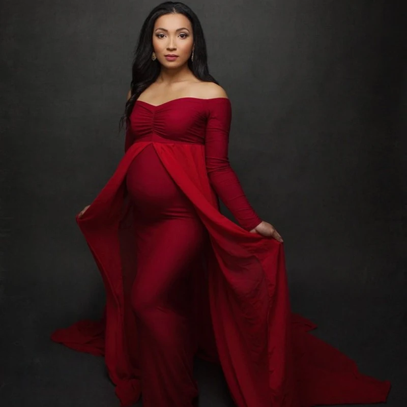 Wholesale Fashion Baby Shower Maternity Dress Pregnancy Photshoot Winter Clothes For Photo